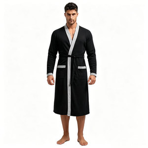 Albornoces tipo polo para hombre de manga larga de algodón y elastano, conjunto de albornoces con logotipo personalizado para hombre, albornoz de tela de rizo, pijamas, venta al por mayor de fábrica - Product Image 1