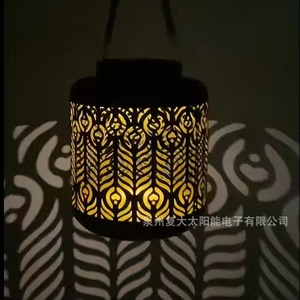 Solar Garden Lantern <b>Led</b> Iron Art Hollow Outdoor <b>Light</b> Moroccan Style Water Resistant Free Standing 2 Year Warranty - Product Image 2