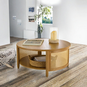 Mesa de Centro Redonda de Madera, Estilo Nórdico Moderno, Ligera y Portátil, con Panel Superior de Diseño Ecológico y Duradero para Sala de Estar - Product Image 3