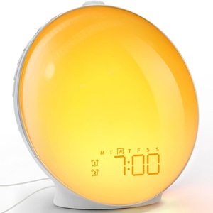 Wake Up Light Sunrise Alarm <b>Clock</b> Round Touch Control USB Powered Snooze Function <b>Digital</b> Display For Bedroom Use - Product Image 5
