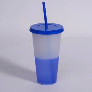 Vaso Mágico de Café de Plástico de Color Personalizado, Libre de BPA, de 16/24 oz, Reutilizable, Cambia de Color <span class=keywords><strong>con</strong></span> el Agua Fría, <span class=keywords><strong>con</strong></span> Tapas y Pajitas - Product Image 1