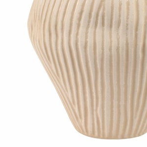 Vaso in ceramica asimmetrico con texture a coste per l'arredamento del soggiorno, vaso moderno per fiori per la casa e la camera da letto - Product Image 6