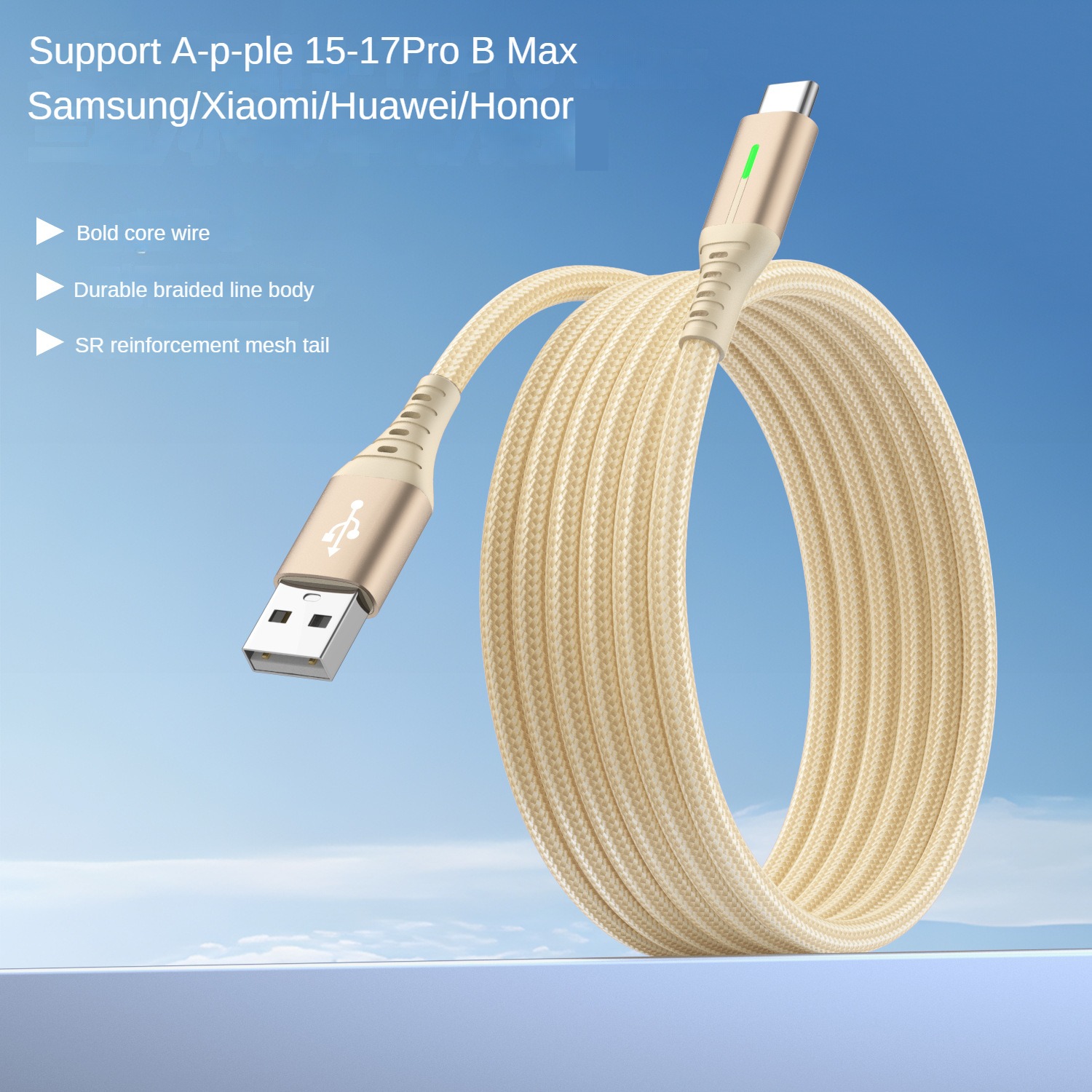 Câble USB-C en nylon Tianzhu doré