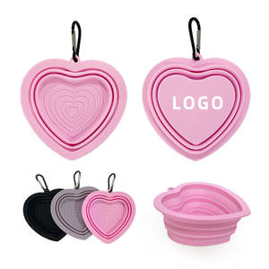 Tigela de Alimentação para Cães Dobrável Multicolorida, Fabricação Direta, Personalizável, Tigela de Silicone para Animais de Estimação com Clipe de Chaveiro - Product Image 1