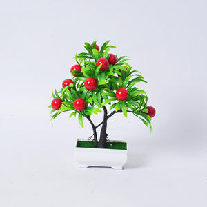 Bonsái <span class=keywords><strong>de</strong></span> 16 mallas decorativas para interiores, paisaje <span class=keywords><strong>de</strong></span> frutas verdes artificiales, <span class=keywords><strong>planta</strong></span> en maceta <span class=keywords><strong>de</strong></span> fruta <span class=keywords><strong>de</strong></span> la suerte con pequeño adorno para Pascua - Product Image 2