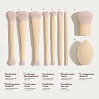 Pinceaux de maquillage double embout JLY 8 avec éponge de beauté, outils cosmétiques pour le visage et les yeux en poils synthétiques doux, ensemble de pinceaux de maquillage