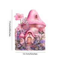 Carte 3D créative et mignonne fée maison champignon maison avec de belles fleurs double porte carte de voeux pop-up 3D