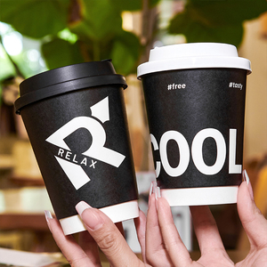 Cundao Manufacturer Custom Logo 8/10/12/16/22oz Double Wall Hot Coffee Drink Takeaway Biodegradable Paper Cups