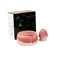 Ensemble d'accessoires en céramique de luxe japonaise, bol à matcha et support pour fouet, avec boîte cadeau pour la cérémonie du thé et du café