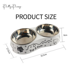 2024 çevre dostu yuvarlak melamin paslanmaz çelik yavaş besleme Pet kedi köpek su mama besleyici kase melamin hayvan mama kabı - Product Image 4