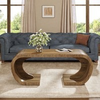 Table basse en bois courbée moderne italienne pour salon, facile à nettoyer, convertible en table d'appoint et table d'appoint de canapé