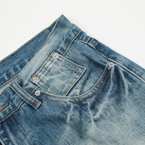 الرجال عالية الشارع النمط الأمريكيين عارضة فضفاضة الساق لوب السراويل التباين اللون بخاخ الطلاء غسل المياه الجينز الصلبة الرجال - Product Image 4