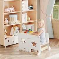 Tabouret d'apprentissage 3-en-1 pour tout-petits, pliable, avec tableau noir