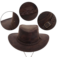 Sombrero Vaquero Occidental con Banda de Cuero Trenzado, Logotipo Bordado Personalizado, Protección UV para Exteriores, Venta al Por Mayor