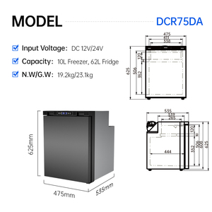Réfrigérateur compresseur 12V 24V 72L, anti-vibration, double zone, pour camping-car et caravane, fabrication en gros - Product Image 2