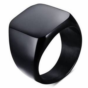 Fashion Stainless Steel Jewelry Polish 18k Gold Plated Stainless Steel <strong>Ring</strong> Mens Simple <strong>Plain</strong> Steel Black <strong>Ring</strong> Wholesale Price - Product Image 1