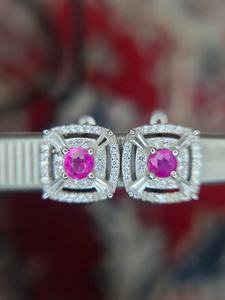 Fantastic Class Natural Mogok 925 Silver Sterling Clip-On 4 Gram Pink Sapphire Wedding Gift Elegant <b>Earrings</b> - Product Image 2