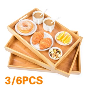 Plateau de service Amboo en provenance des États-Unis, plateau de cuisine <span class=keywords><strong>pour</strong></span> aliments avec poignées, plateaux de service, idéal <span class=keywords><strong>pour</strong></span> les dîners, les fêtes, la table - Product Image 6