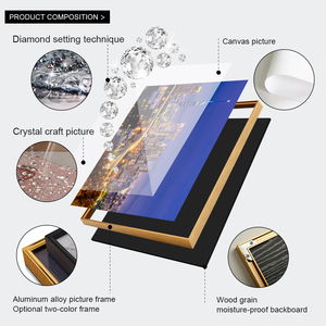 Quadro di Lusso in Resina Epossidica <span class=keywords><strong>con</strong></span> Diamanti Intarsiati a Mano, Grande <span class=keywords><strong>Cornice</strong></span> in Alluminio, Paesaggio Urbano, Natura Morta per Soggiorno e Arredamento Hotel - Product Image 4