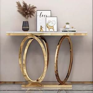 Tavolo Moderno con Piano in Marmo e Base in Acciaio Inossidabile per <span class=keywords><strong>Soggiorno</strong></span> o <span class=keywords><strong>Ingresso</strong></span> - Product Image 1