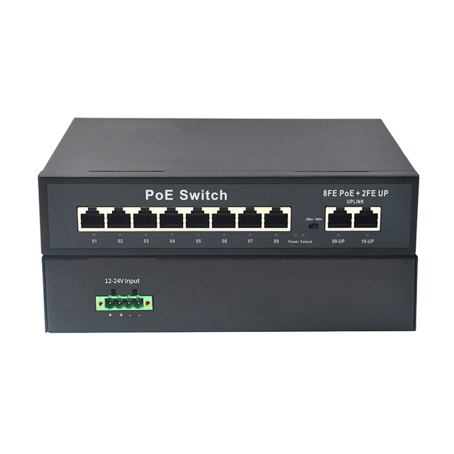 2G Switch Capacity 12V-24V Input 48V PoE Output 8-Port 10/100Mbps PoE IEEE802.3 Af/at Support for 48V PoE Output Solar Panels