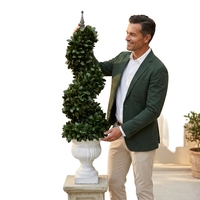Künstlicher Teeblatt-Spiral-Topiary-Baum 3ft mit zwei Ästen, Magnesia-weißer Topf, für Zuhause, Hochzeitsbogen, Wand- und Gartendekoration