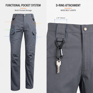 Pantaloni Cargo IX7 da Uomo, Impermeabili, Ripstop, Multi-Tasca, con Anelli a D, Rinforzati alle Ginocchia, Tasche con Cerniera, per Escursionismo e Lavoro - Product Image 5