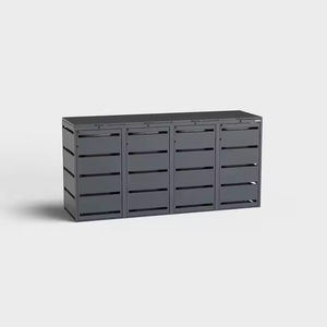 Contenitore Triplo per Pattumiera da Giardino e Patio <span class=keywords><strong>in</strong></span> Metallo, Armadietto a Scomparsa per Spazi Esterni, Struttura Durevole e Resistente alle Intemperie, Design Classico e Rimovibile - Product Image 5