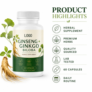 Comprimés d'extrait de ginseng coréen Panax de haute qualité et de ginkgo biloba rouge pour la gestion de l'énergie, la santé cérébrale et le sommeil - Product Image 2