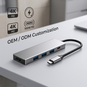 Hub USB C 5-in-1 in Lega di Alluminio con HDTV 4K, Porte di Ricarica Rapida PD 100W, Mini Docking Station per MacBook Pro/<span class=keywords><strong>Air</strong></span>, <span class=keywords><strong>iPad</strong></span>, XPS - Product Image 1