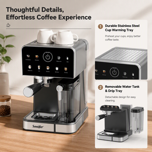 Machine à café expresso intelligente Sonifer SF-3629, professionnelle, 20 bars, écran tactile, pour faire du cappuccino, du latte, usage domestique - Product Image 3