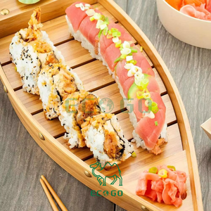 Vente en gros Nouveau dîner <span class=keywords><strong>de</strong></span> fruits <span class=keywords><strong>de</strong></span> <span class=keywords><strong>mer</strong></span> épicés Bateau à sushi en bois <span class=keywords><strong>de</strong></span> bambou japonais <span class=keywords><strong>Plateau</strong></span> <span class=keywords><strong>de</strong></span> service à sushi pour affichage <span class=keywords><strong>de</strong></span> cuisine - Product Image 4