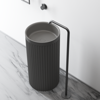 Lavabo sanitaire en pierre artificielle blanche, lavabo sur pied, nouveau lavabo autoportant pour salle de bain