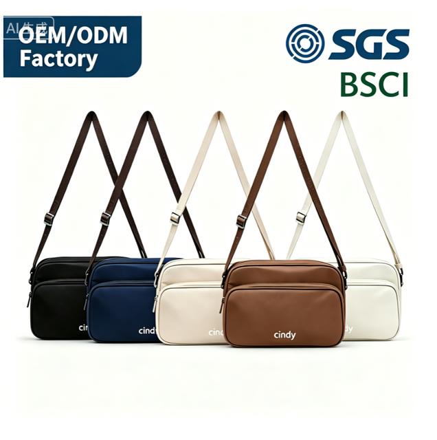 Women Work Single Shoulder Bag Waterproof  Nylon Crossbody Bag Multi Separate Zipper Pockets Daily Travel Shopping Sling Bag