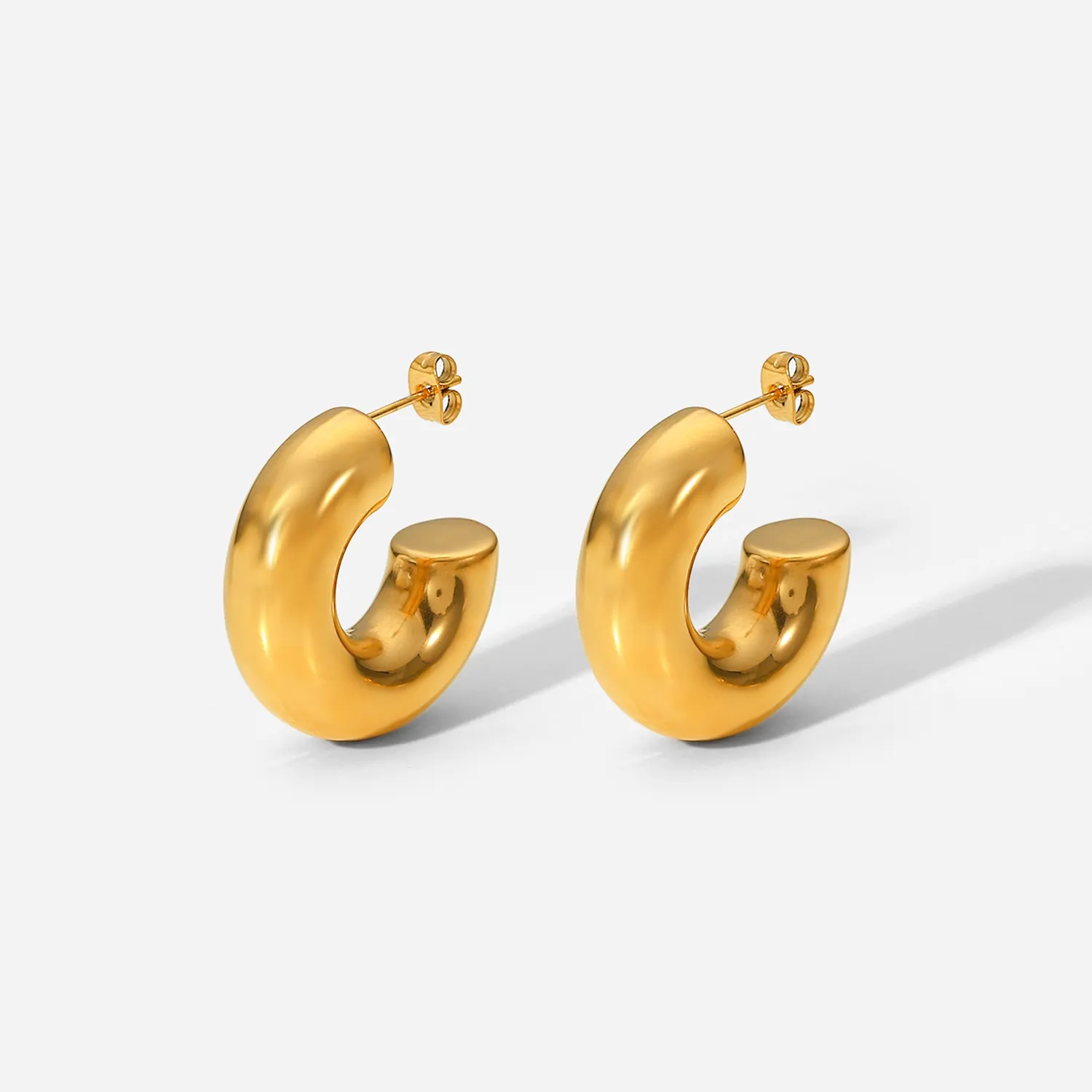 NEW Trendy Stainless Steel Hollow jewelry party Girls 18K Gold plated C-shaped Chunky Earrings For Women