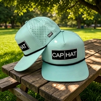 Gorra Deportiva Personalizada para Hombre, de 5 Paneles, con Perforaciones Cortadas a Láser, Impermeable, con Cierre a Presión, Logotipo de Goma, Secado Rápido