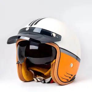 Çok spor darbe koruması benzersiz tasarım açık yüz Retro motosiklet kaskları Vintage klasik stil 3/4 Vespa Scooter kask