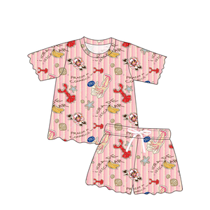 Set Estivo di Alta Qualità per Bambine con Top a Maniche Corte e Orlo Smerlato e Pantaloncini Abbinati, Stampa Personalizzata, Abbigliamento Casual per Bambini - Product Image 2