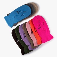 Bonnet tricoté coupe-vent intégral pour moto, cagoule personnalisée pour homme, masque de ski chaud brodé, bonnets d'hiver tricotés à 3 trous