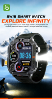 Reloj Inteligente Deportivo para Exteriores BW18 con Tarjeta SIM 2G, Pantalla de 2.01 Pulgadas, Doble Chip, Linterna LED, Cámara HD, Videollamada, Salud, Android