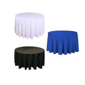 Toalhas de mesa redondas personalizadas de poliéster de 132 polegadas para colorir de Natal branco para festa