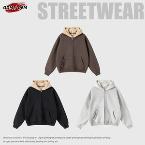 Sudadera con capucha para hombre, de 560 g, cálida, de tejido compuesto de felpa, estilo oversize, con cremallera, para invierno - Product Image 2