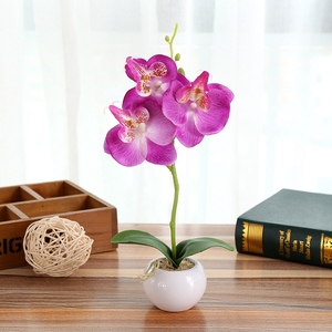 Fiori Artificiali di Orchidea all'Ingrosso, Pianta <span class=keywords><strong>in</strong></span> <span class=keywords><strong>Vaso</strong></span> con 3 Teste, Fiore di Phalaenopsis, Orchidea Farfalla Artificiale <span class=keywords><strong>in</strong></span> <span class=keywords><strong>Vaso</strong></span> - Product Image 3