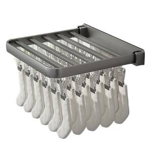 ราวตากผ้าแบบพับได้ติดผนังทำจากอะลูมิเนียมอวกาศ พร้อมคลิปหนีบหลายตัว สำหรับใช้ในห้องน้ำและระเบียง - Product Image 2