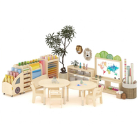Ensemble de table et de chaises en bois Montessori pour enfants d'âge préscolaire, meubles avec rangement pour la maternelle, la garderie et la salle de classe