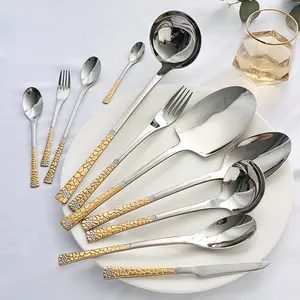 Độc Đáo Đức Chất Lượng Cao 120Pcs 4Mm Mạ Vàng Bạc Set 12Pcs Spoon Fork Set Trái Cây Dao Nĩa Set