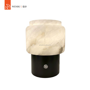 Minimalist Round Spanish <b>alabaster</b> Table <b>Lamp</b> in Blackened Brass for Villa Lounge - Product Image 1