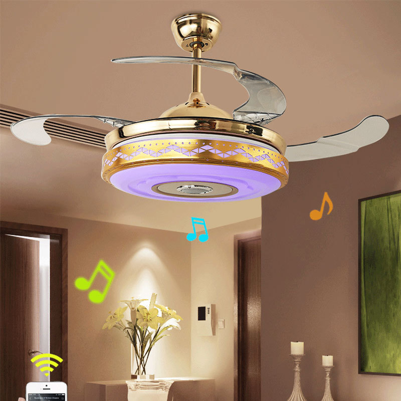 Factory Direct Retractable Ceiling Fans with Lights and Remote Dimmable 3CCT Reversible BLDC Motor for Bedroom Living Room