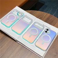 Coque de luxe antichoc à design dégradé pour 17 Pro Max avec support de téléphone, coque magnétique colorée effet caméléon