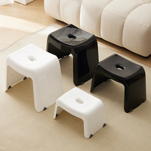 Tabouret en plastique Zhenying ZY blanc pur 8036-8037 pour la maison, la salle de bain et le salon - Product Image 2